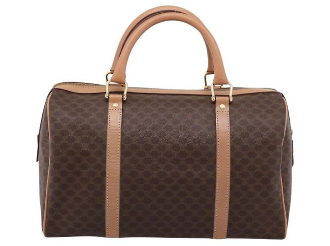 Céline Celine Vintage Macadam Boston Canvas and Leather Marrone - vista 2