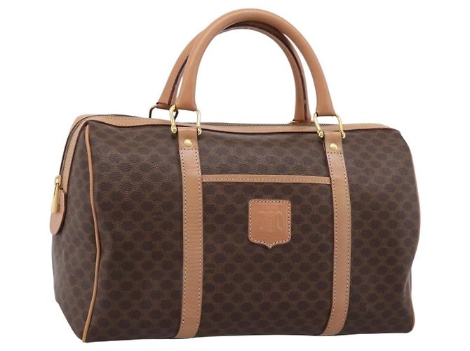 Céline Celine Vintage Macadam Boston Canvas and Leather Marrone - vista 3