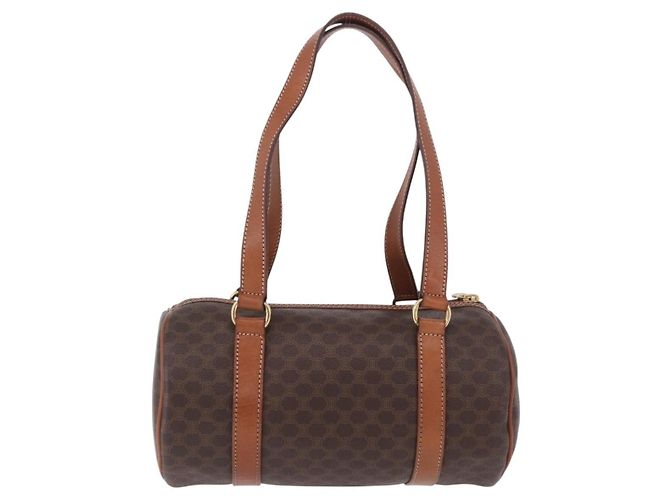Céline Celine Vintage Barrel Macadam Canvas & Leather Marrone - vista 2