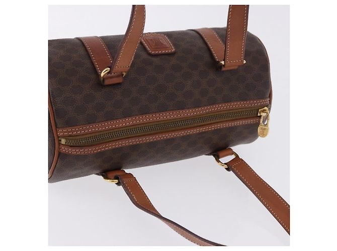 Céline Celine Vintage Barrel Macadam Canvas & Leather Marrone - vista 7