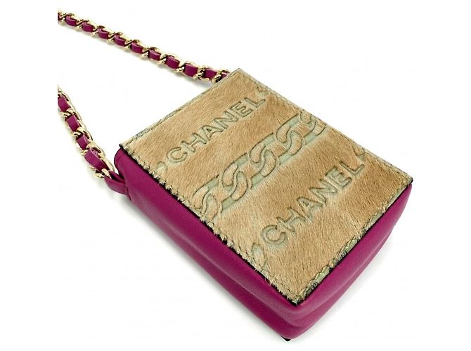 Chanel Mini Pochette Beige in Pelle di Vitello Oro D'oro - vista 3