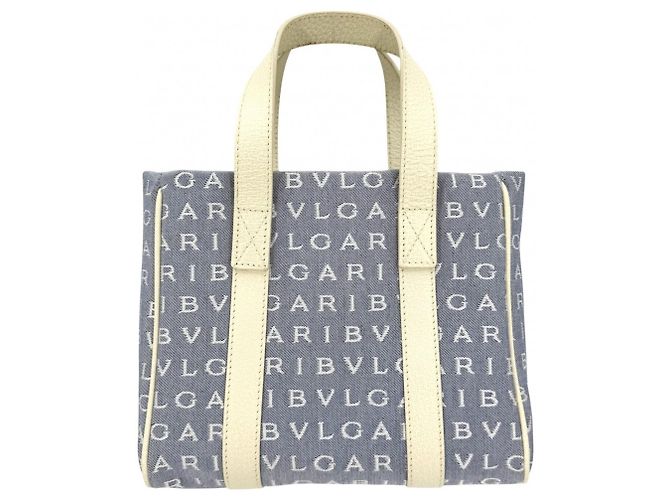 Bulgari Mini borsa tote Bvlgari Logomania Marrone Bianco Blu Verde - vista 2