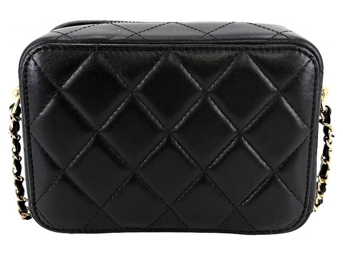Borsa a tracolla Chanel Matelassé con catena Nero Bianco - vista 2