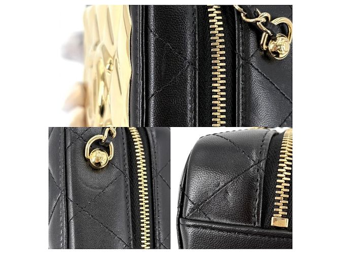 Borsa a tracolla Chanel Matelassé con catena Nero Bianco - vista 7