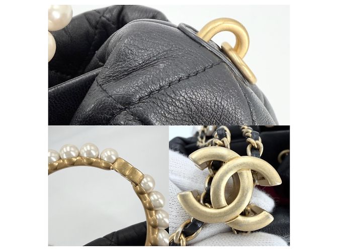 Timeless Borsa a secchiello Chanel Coco Mark Matelassé Nero Bianco - vista 8