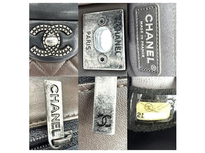 Borsa a tracolla Chanel Matelassé Marrone Nero Bianco - vista 5