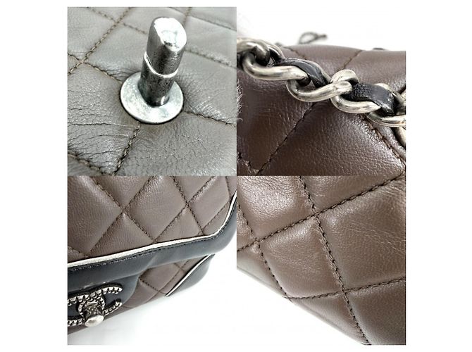Borsa a tracolla Chanel Matelassé Marrone Nero Bianco - vista 6