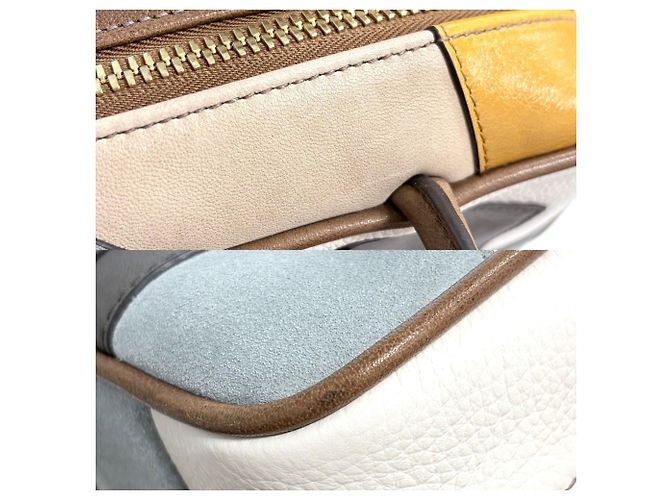 Borsa Tote Miu Miu da Donna con Fiocco e Patchwork Marrone Bianco Multicolore - vista 10
