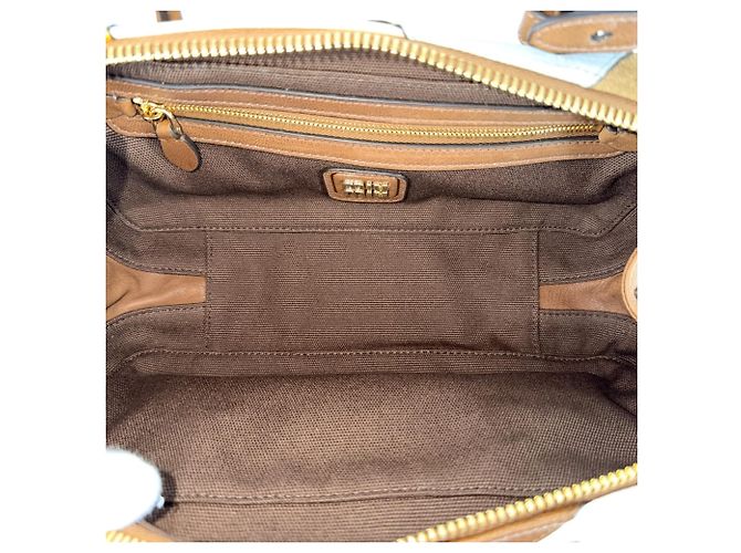 Borsa Tote Miu Miu da Donna con Fiocco e Patchwork Marrone Bianco Multicolore - vista 4