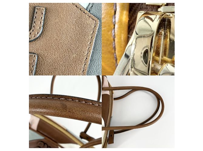 Borsa Tote Miu Miu da Donna con Fiocco e Patchwork Marrone Bianco Multicolore - vista 7