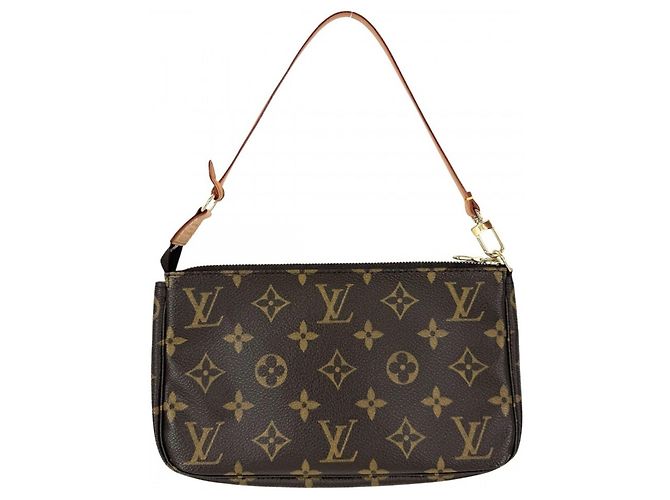 Louis Vuitton Pochette Accessoires Handtasche Braun Weiß Monogramm - Ansicht 2