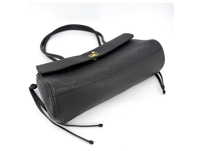 Chanel Tote Bag aus schwarzem Leder Weiß - Ansicht 3