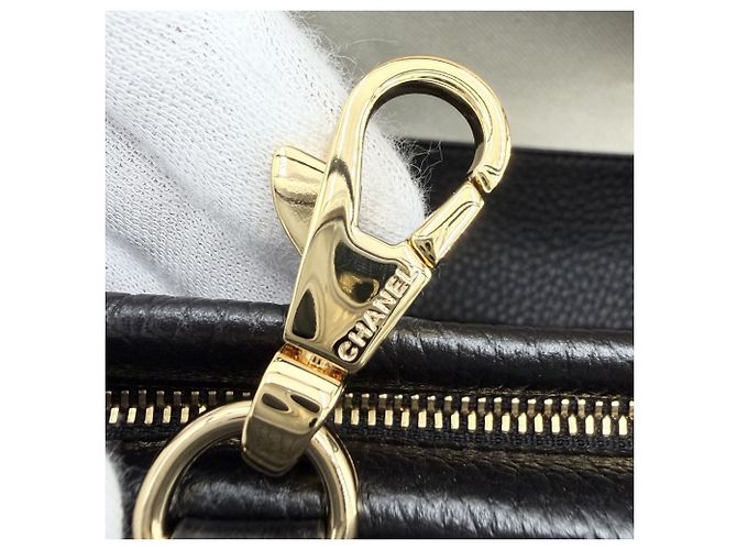 Chanel Tote Bag aus schwarzem Leder Weiß - Ansicht 7