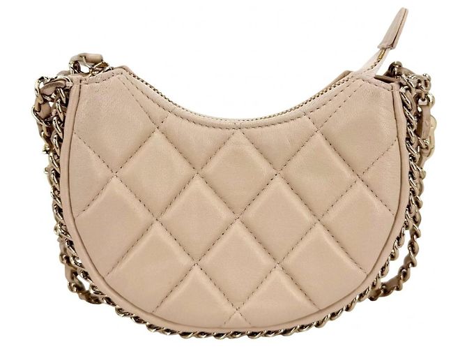Bolso de hombro Mini Hobo para mujer Chanel Blanco Beige Dorado - vista 2