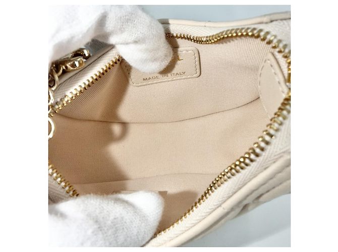 Bolso de hombro Mini Hobo para mujer Chanel Blanco Beige Dorado - vista 4