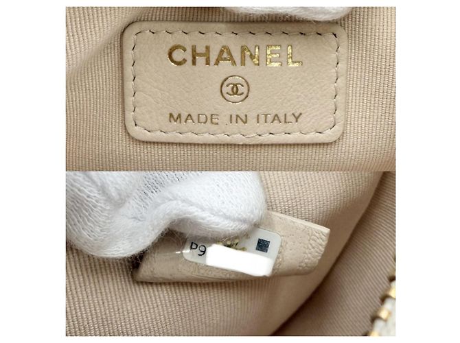 Bolso de hombro Mini Hobo para mujer Chanel Blanco Beige Dorado - vista 5