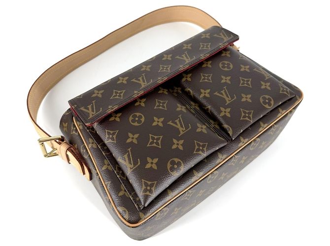 Borsa a tracolla Louis Vuitton Monogram Vivacite GM da donna Marrone Bianco Monogramma - vista 3