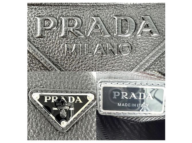 Borsa a tracolla in pelle Prada Nero Bianco - vista 5