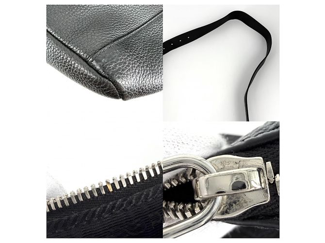Borsa a tracolla in pelle Prada Nero Bianco - vista 6