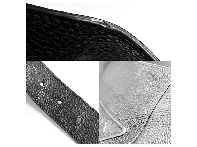 Borsa a tracolla in pelle Prada Nero Bianco - vista 7