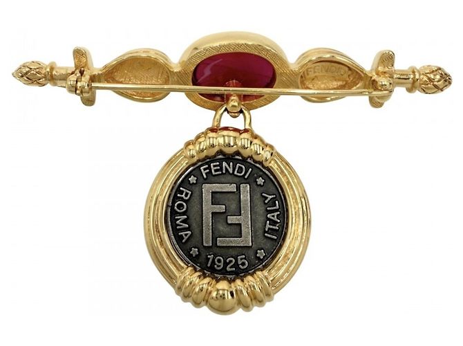 Spilla Fendi Oro e Bianco D'oro - vista 2