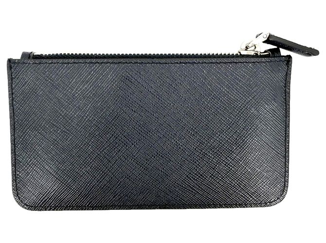Monedero Prada de piel Saffiano Blanco Azul marino - vista 2