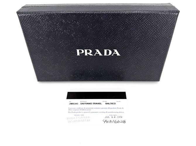 Monedero Prada de piel Saffiano Blanco Azul marino - vista 7