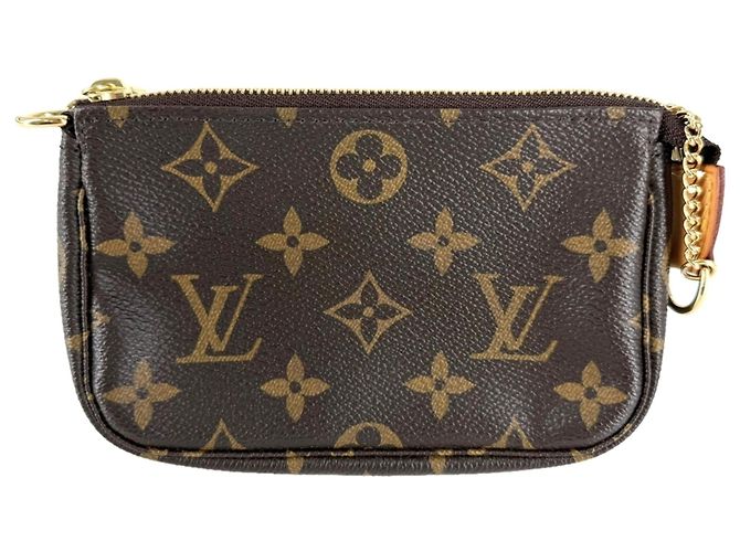 Borsa Louis Vuitton Mini Pochette Accessoires Marrone Bianco Monogramma - vista 2