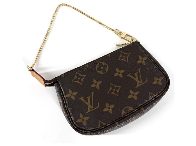 Borsa Louis Vuitton Mini Pochette Accessoires Marrone Bianco Monogramma - vista 3
