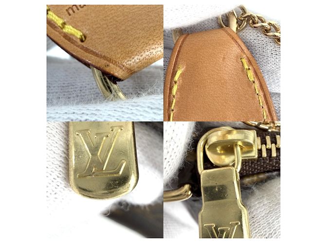 Borsa Louis Vuitton Mini Pochette Accessoires Marrone Bianco Monogramma - vista 6