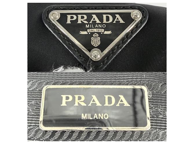 Zaino Prada da donna con logo triangolare Nero Bianco - vista 4