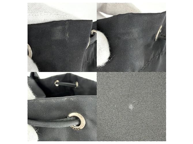 Zaino Prada da donna con logo triangolare Nero Bianco - vista 5