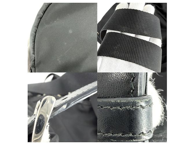 Zaino Prada da donna con logo triangolare Nero Bianco - vista 6