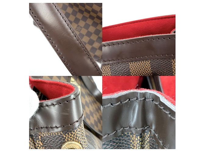 Borsa Tote Louis Vuitton Hampstead PM Marrone Bianco - vista 6