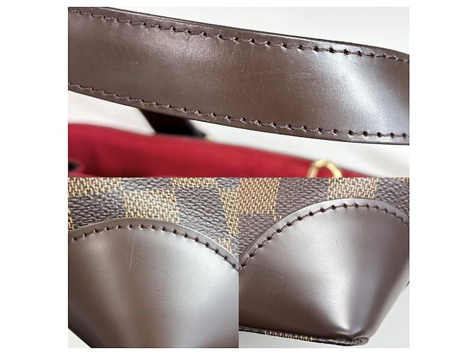 Borsa Tote Louis Vuitton Hampstead PM Marrone Bianco - vista 8