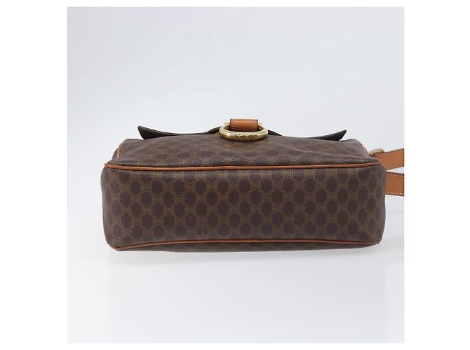 Céline Celine Vintage Macadam Circle Logo Canvas and Leather Marrone - vista 4
