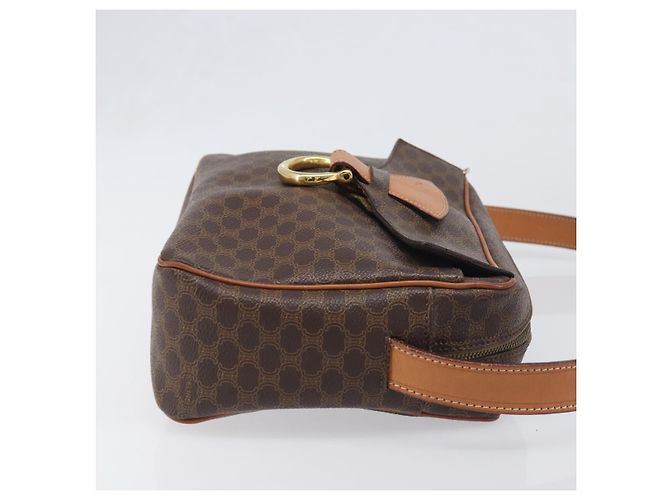 Céline Celine Vintage Macadam Circle Logo Canvas and Leather Marrone - vista 5
