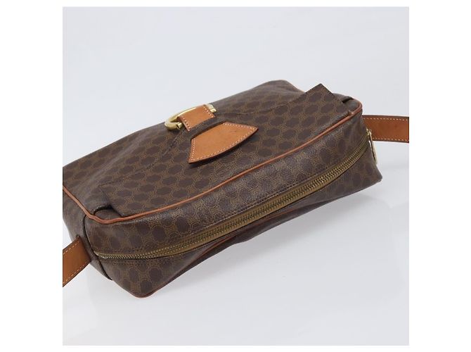 Céline Celine Vintage Macadam Circle Logo Canvas and Leather Marrone - vista 7