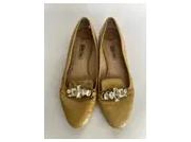 Bailarinas Miu Miu de piel charol amarilla con joya Beige - vista 4