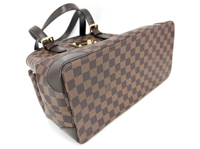Borsa Tote Louis Vuitton Hampstead MM Marrone Bianco - vista 3