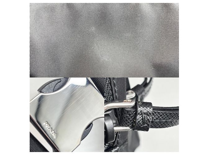 Borsa a tracolla e sling Prada in nylon Nero Bianco - vista 6