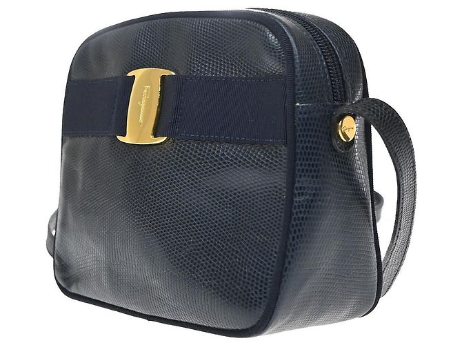 Salvatore Ferragamo Vara Bow camera Leather Blu navy - vista 4