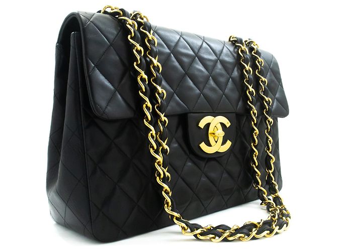 Chanel Classic Flap Lambskin Jumbo Nero - vista 3