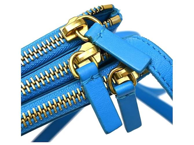 Céline Celine Trio Leather Small Blu - vista 7