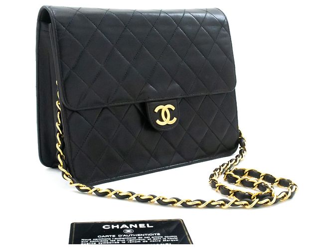 Chanel Vintage Mini Full Flap in pelle d'agnello matelassé Nero - vista 3