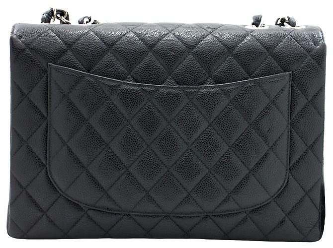 Chanel Vintage Classic Single Flap Quilted Caviar Jumbo 30 x 20 x 10 Nero - vista 2