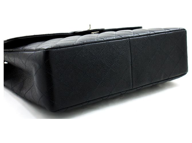 Chanel Vintage Classic Single Flap Quilted Caviar Jumbo 30 x 20 x 10 Nero - vista 4