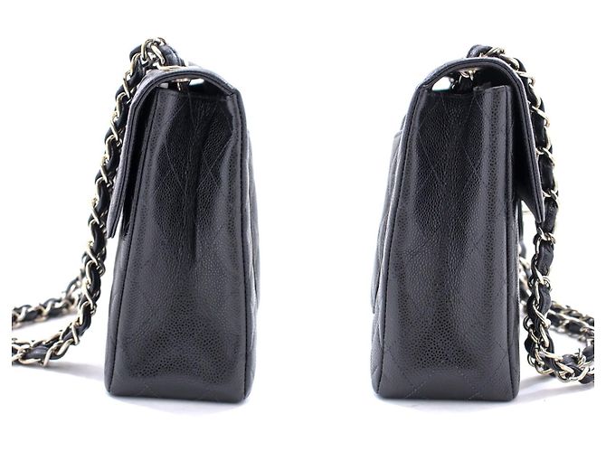 Chanel Vintage Classic Single Flap Quilted Caviar Jumbo 30 x 20 x 10 Nero - vista 5