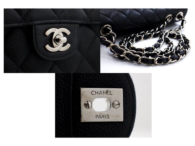 Chanel Vintage Classic Single Flap Quilted Caviar Jumbo 30 x 20 x 10 Nero - vista 7