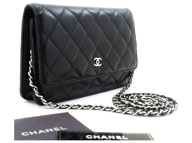 Chanel Wallet on Chain Quilted Lambskin Mini Nero - vista 3